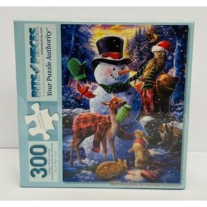 Bits And Pieces 300 Large Piece Jigsaw Puzzle Who's Decorating The Snowman 45741